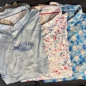 Set of Three Patterned Golf Polo Shirts Size 4XL